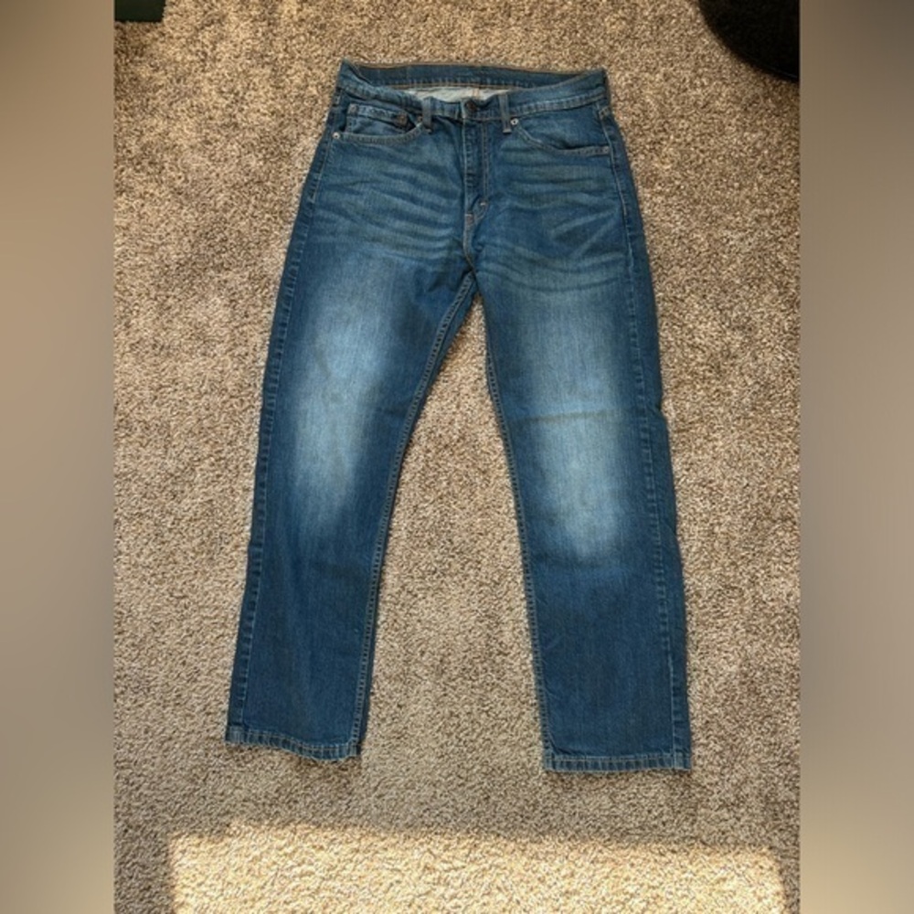 Levi's Men's 505 Fit Classic Straight Leg Mid Rise Denim Blue Jeans 33 x 30